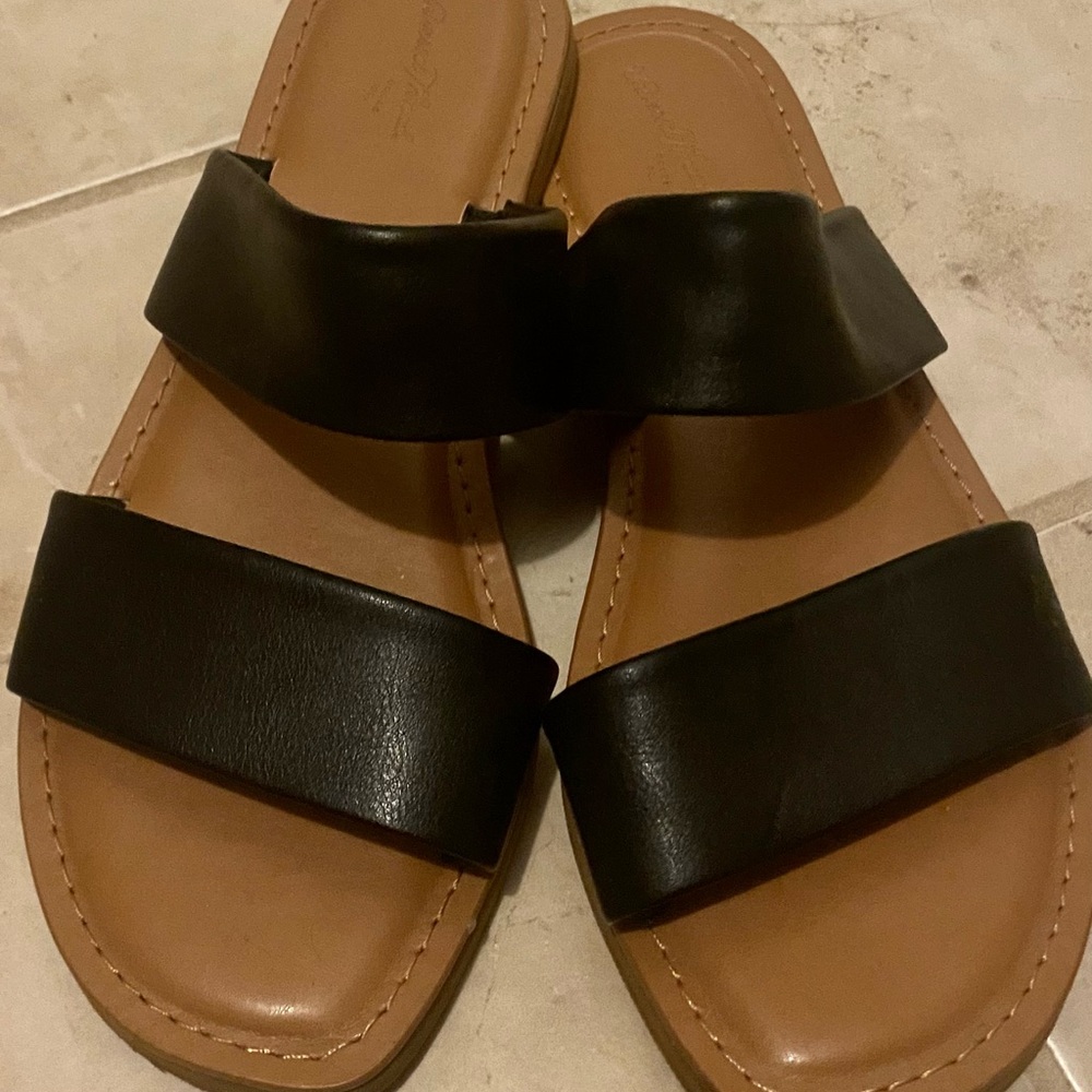 Black Leather Women's Sandals